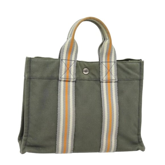 HERMES Fourre Tout PM Hand Bag Canvas Gray - Picture 1 of 15